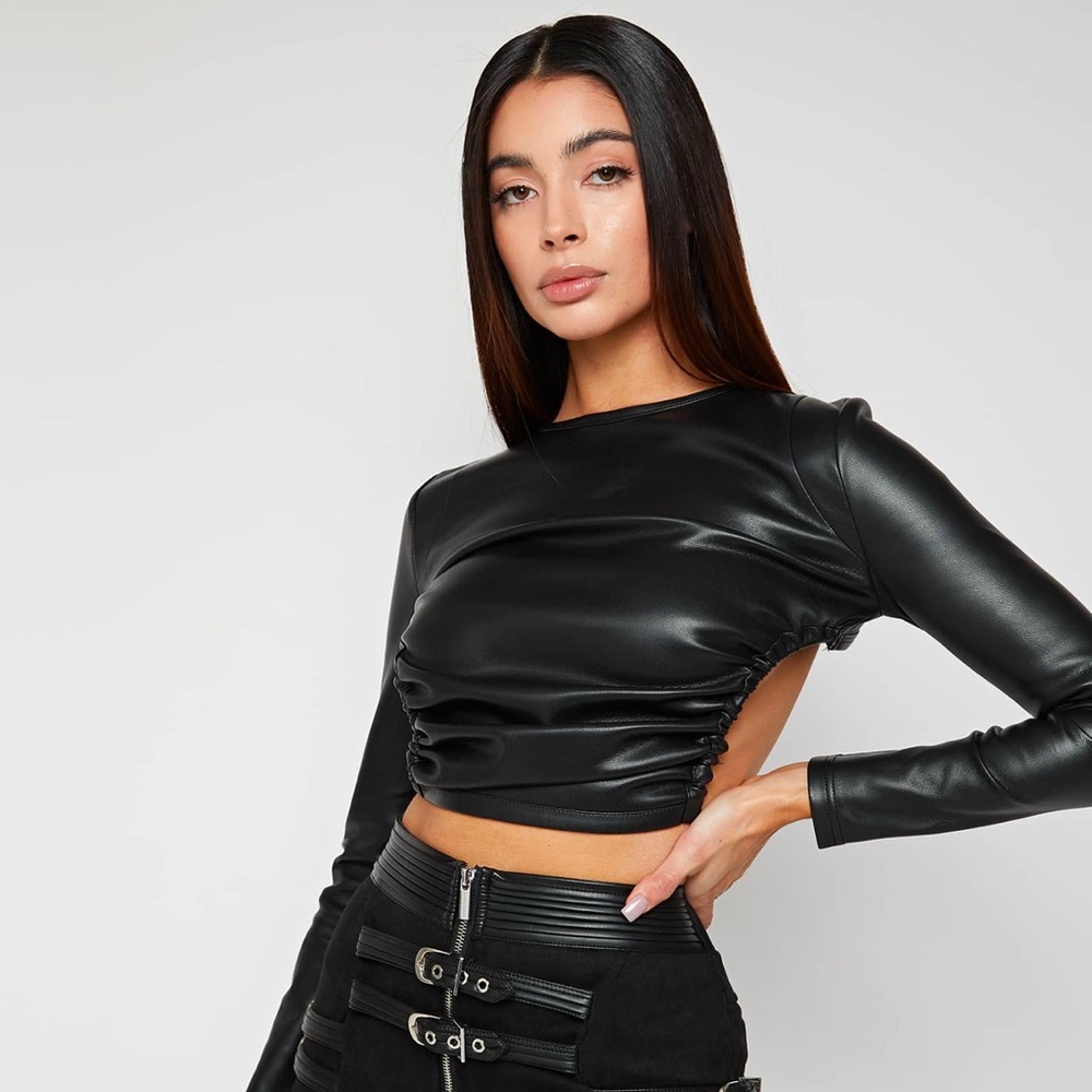 Leather Backless Top